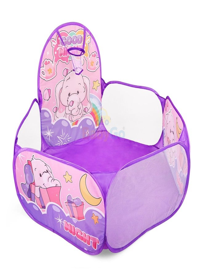 بيبي جو حوض كرات كرة السلة على شكل فيل من بيبي جو للأطفال، خيمة لعب للأطفال من عمر سنتين فما فوق، حوض كرات للأطفال، واسع، خفيف الوزن، محمول وسهل التركيب (بدون كرات) - Image 1